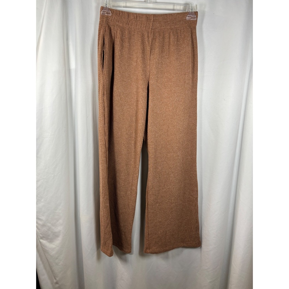 Dear Scarlett Waffle Knit Wide Leg Pants Brown SET-UNWIND Medium Loungewear